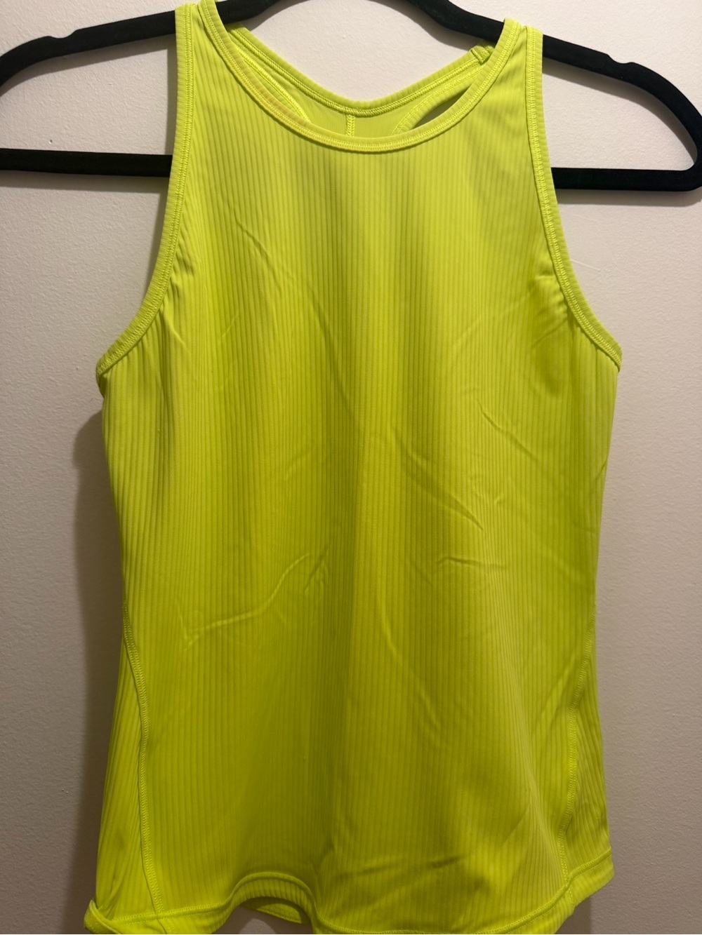 Women’s Neon Yellow Ribbed Tank Top * Minimals neck discoloured ptp 13in *